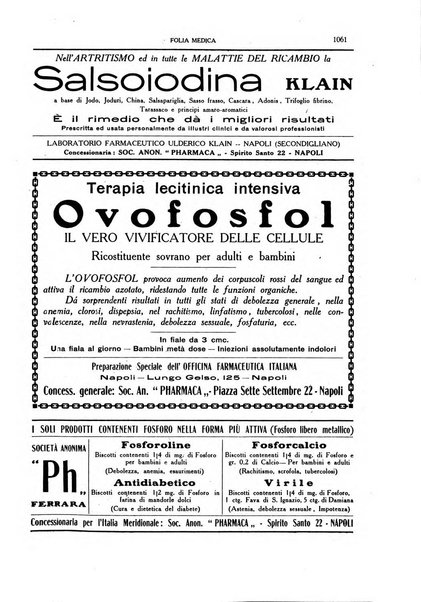 Folia medica periodico trimensile di patologia e clinica medica