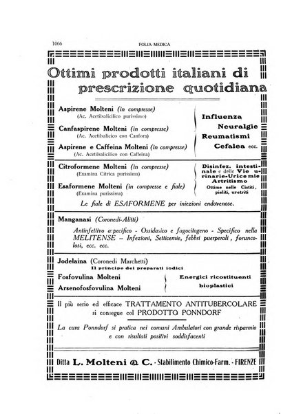 Folia medica periodico trimensile di patologia e clinica medica