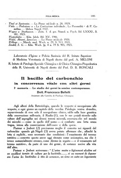 Folia medica periodico trimensile di patologia e clinica medica