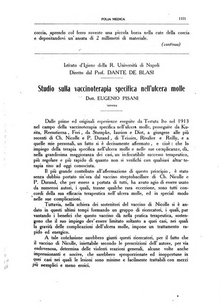 Folia medica periodico trimensile di patologia e clinica medica