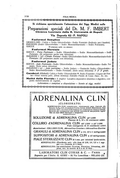 Folia medica periodico trimensile di patologia e clinica medica