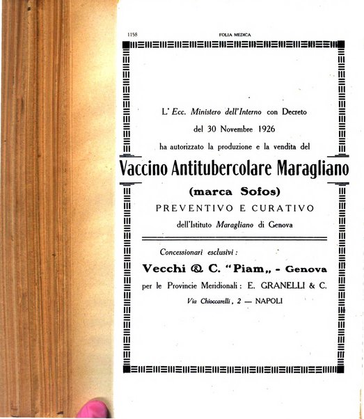 Folia medica periodico trimensile di patologia e clinica medica