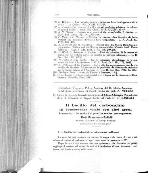 Folia medica periodico trimensile di patologia e clinica medica