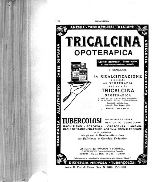 Folia medica periodico trimensile di patologia e clinica medica