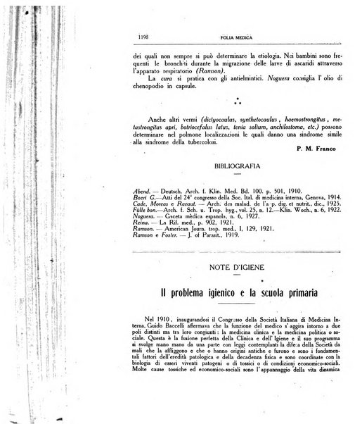 Folia medica periodico trimensile di patologia e clinica medica