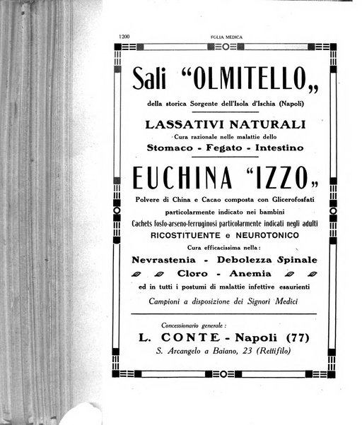 Folia medica periodico trimensile di patologia e clinica medica