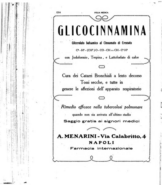 Folia medica periodico trimensile di patologia e clinica medica