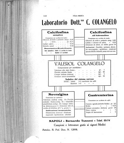 Folia medica periodico trimensile di patologia e clinica medica