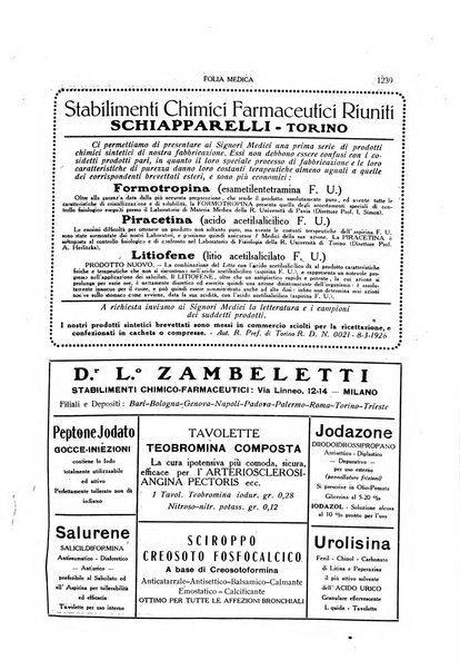 Folia medica periodico trimensile di patologia e clinica medica