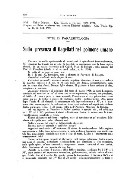 Folia medica periodico trimensile di patologia e clinica medica