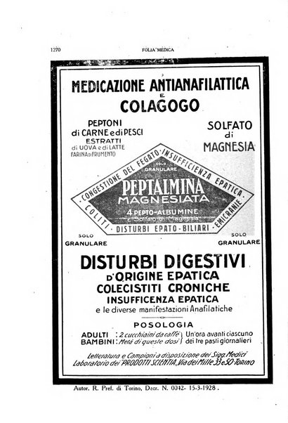 Folia medica periodico trimensile di patologia e clinica medica