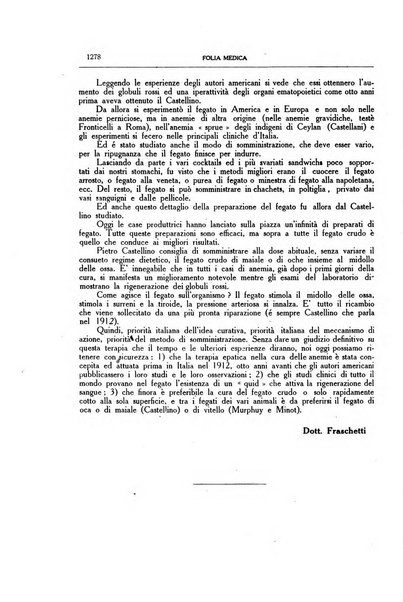 Folia medica periodico trimensile di patologia e clinica medica