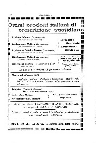 Folia medica periodico trimensile di patologia e clinica medica