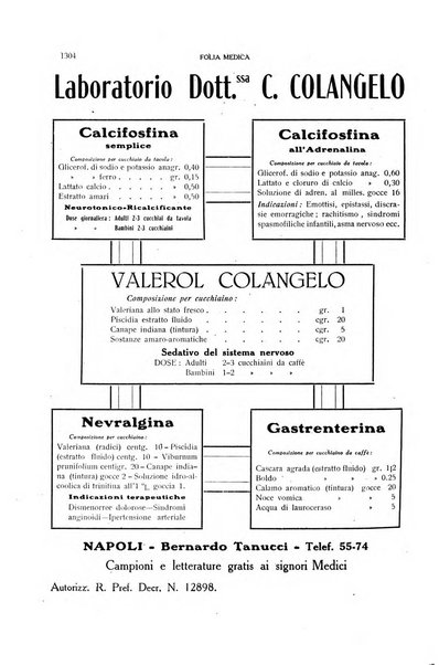 Folia medica periodico trimensile di patologia e clinica medica