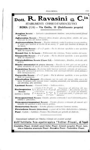 Folia medica periodico trimensile di patologia e clinica medica