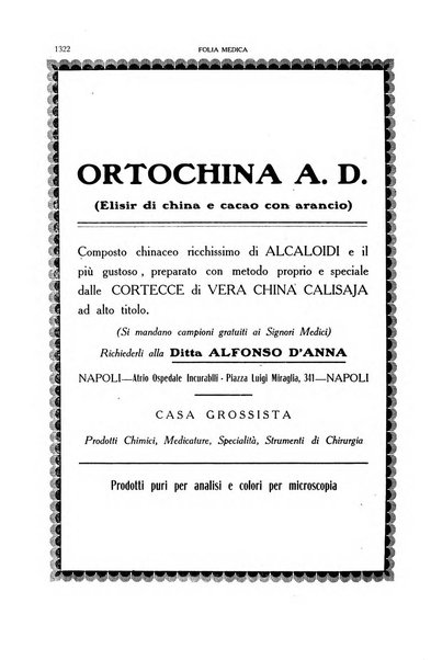 Folia medica periodico trimensile di patologia e clinica medica