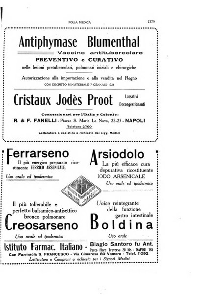 Folia medica periodico trimensile di patologia e clinica medica