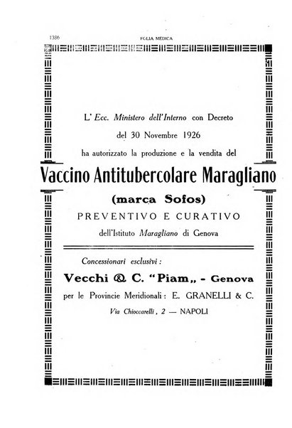 Folia medica periodico trimensile di patologia e clinica medica