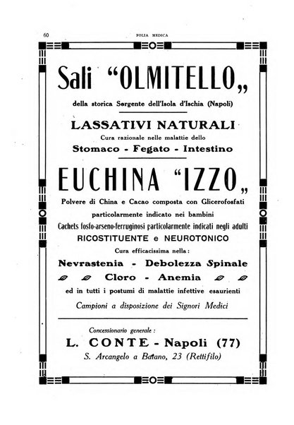 Folia medica periodico trimensile di patologia e clinica medica