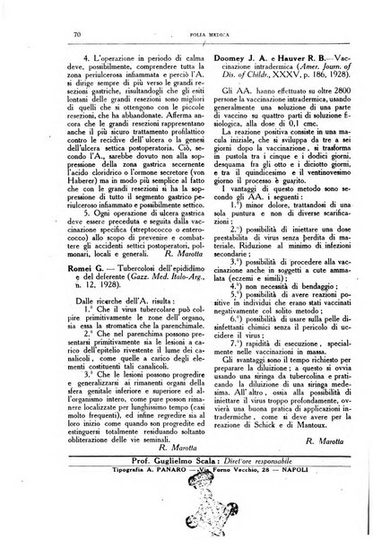 Folia medica periodico trimensile di patologia e clinica medica