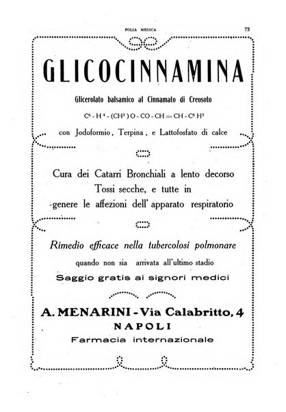 Folia medica periodico trimensile di patologia e clinica medica