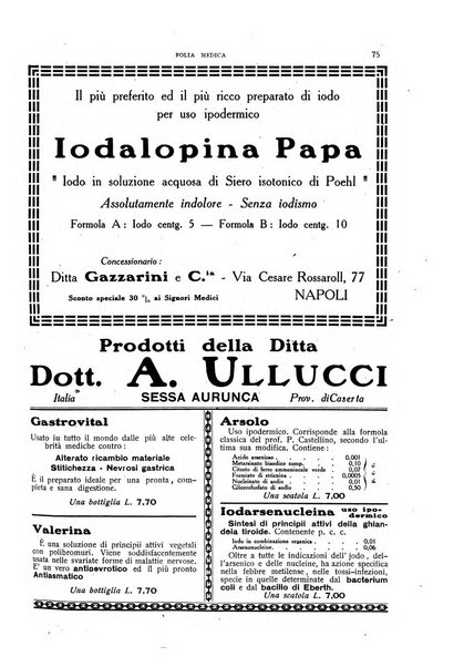 Folia medica periodico trimensile di patologia e clinica medica