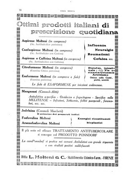 Folia medica periodico trimensile di patologia e clinica medica