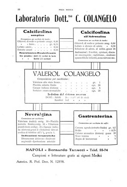 Folia medica periodico trimensile di patologia e clinica medica