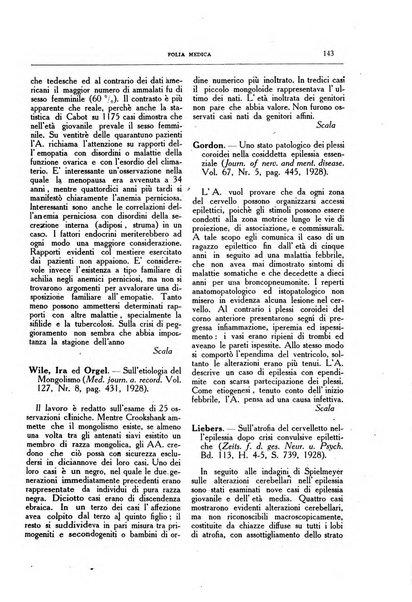 Folia medica periodico trimensile di patologia e clinica medica