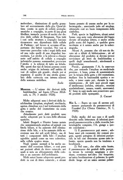 Folia medica periodico trimensile di patologia e clinica medica