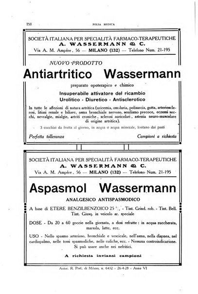 Folia medica periodico trimensile di patologia e clinica medica