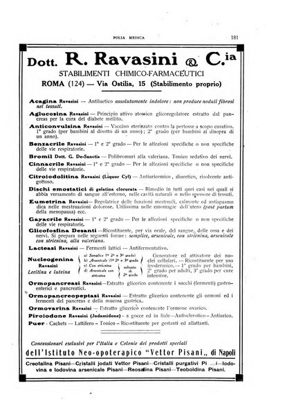 Folia medica periodico trimensile di patologia e clinica medica