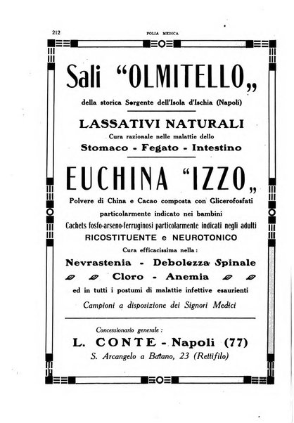 Folia medica periodico trimensile di patologia e clinica medica