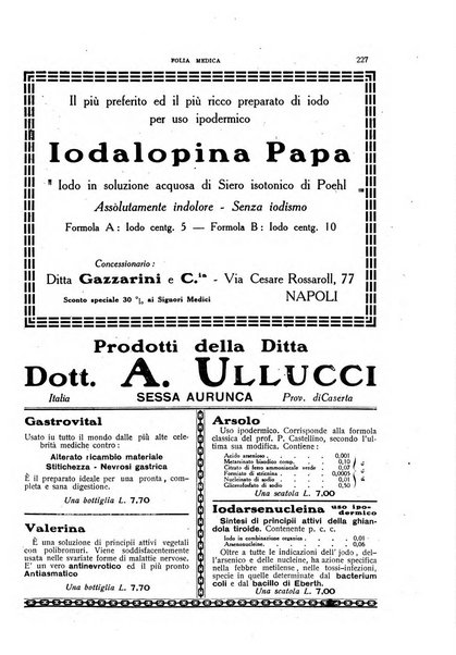 Folia medica periodico trimensile di patologia e clinica medica