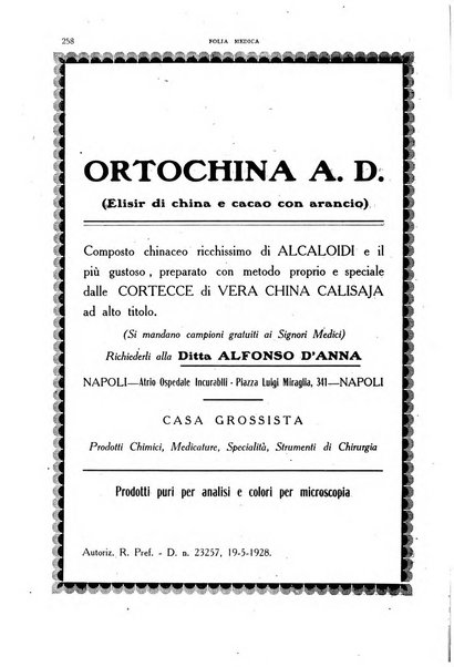 Folia medica periodico trimensile di patologia e clinica medica