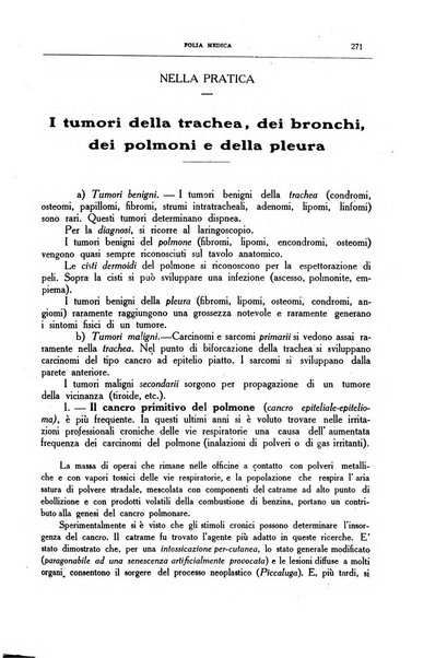 Folia medica periodico trimensile di patologia e clinica medica