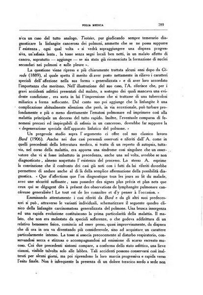 Folia medica periodico trimensile di patologia e clinica medica