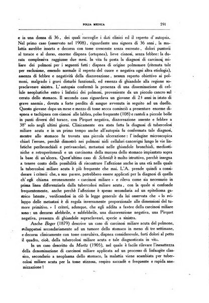 Folia medica periodico trimensile di patologia e clinica medica