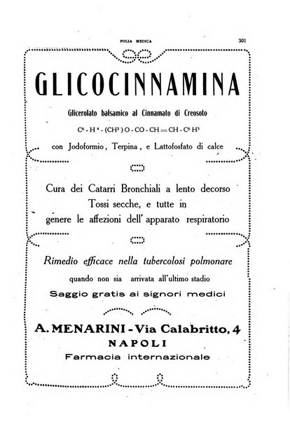 Folia medica periodico trimensile di patologia e clinica medica