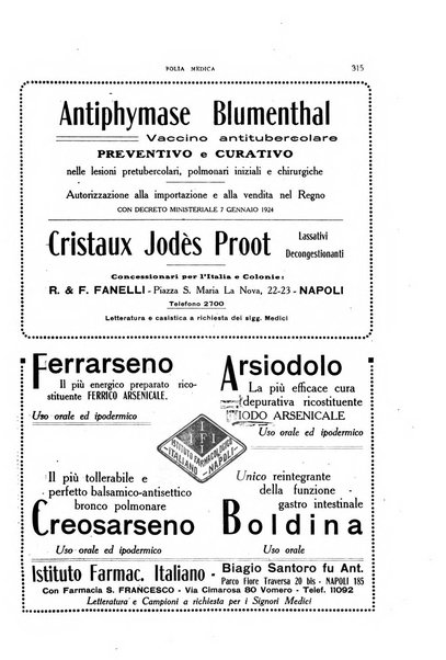 Folia medica periodico trimensile di patologia e clinica medica