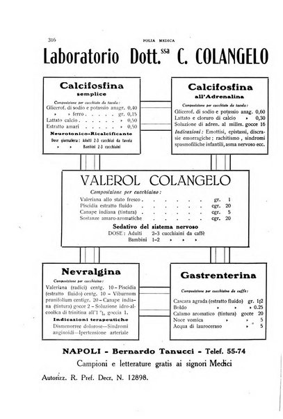 Folia medica periodico trimensile di patologia e clinica medica