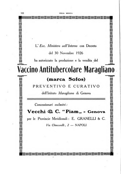 Folia medica periodico trimensile di patologia e clinica medica