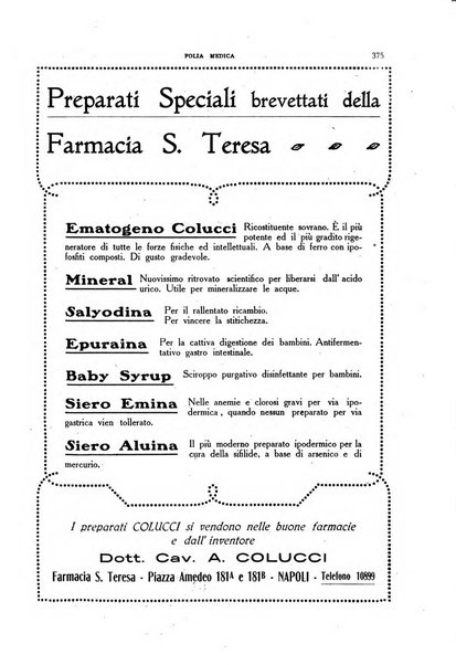 Folia medica periodico trimensile di patologia e clinica medica