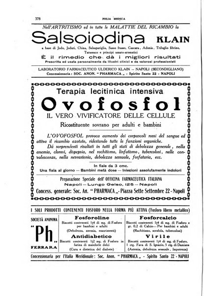 Folia medica periodico trimensile di patologia e clinica medica