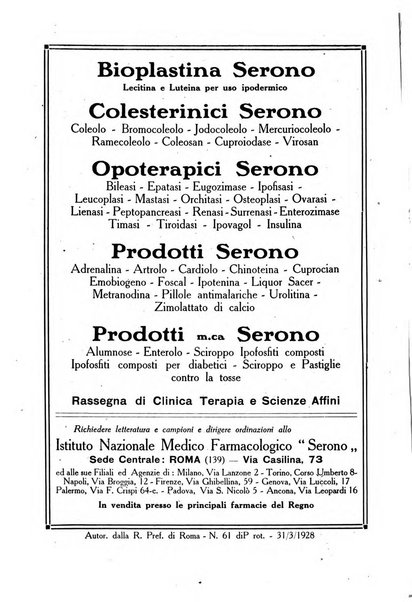 Folia medica periodico trimensile di patologia e clinica medica