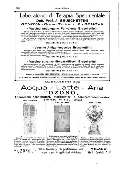 Folia medica periodico trimensile di patologia e clinica medica