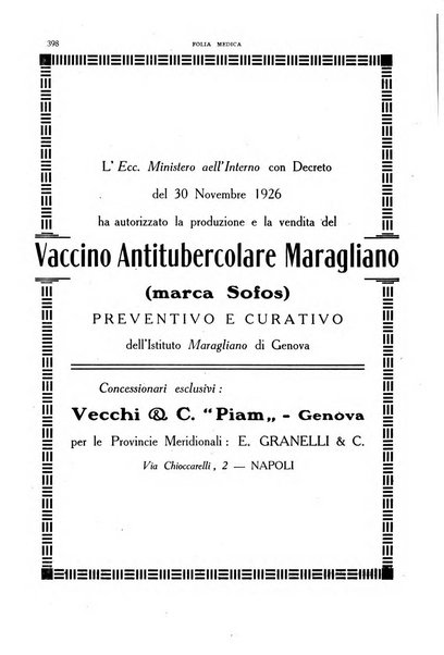 Folia medica periodico trimensile di patologia e clinica medica