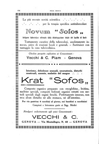 Folia medica periodico trimensile di patologia e clinica medica