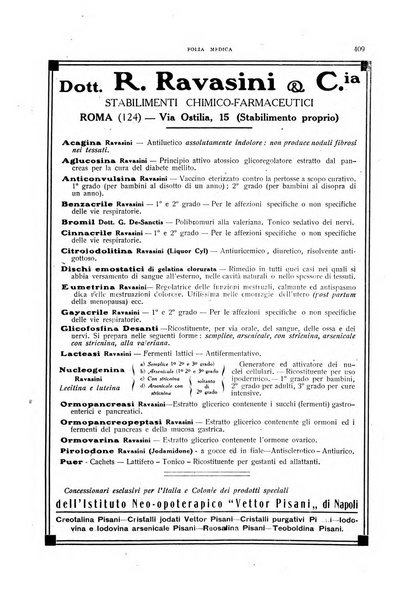 Folia medica periodico trimensile di patologia e clinica medica