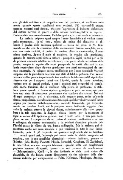 Folia medica periodico trimensile di patologia e clinica medica